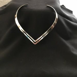 Silver cutout collar necklace